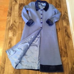 Vintage Handmade Fleece and Velour Long Coat Periwinkle S